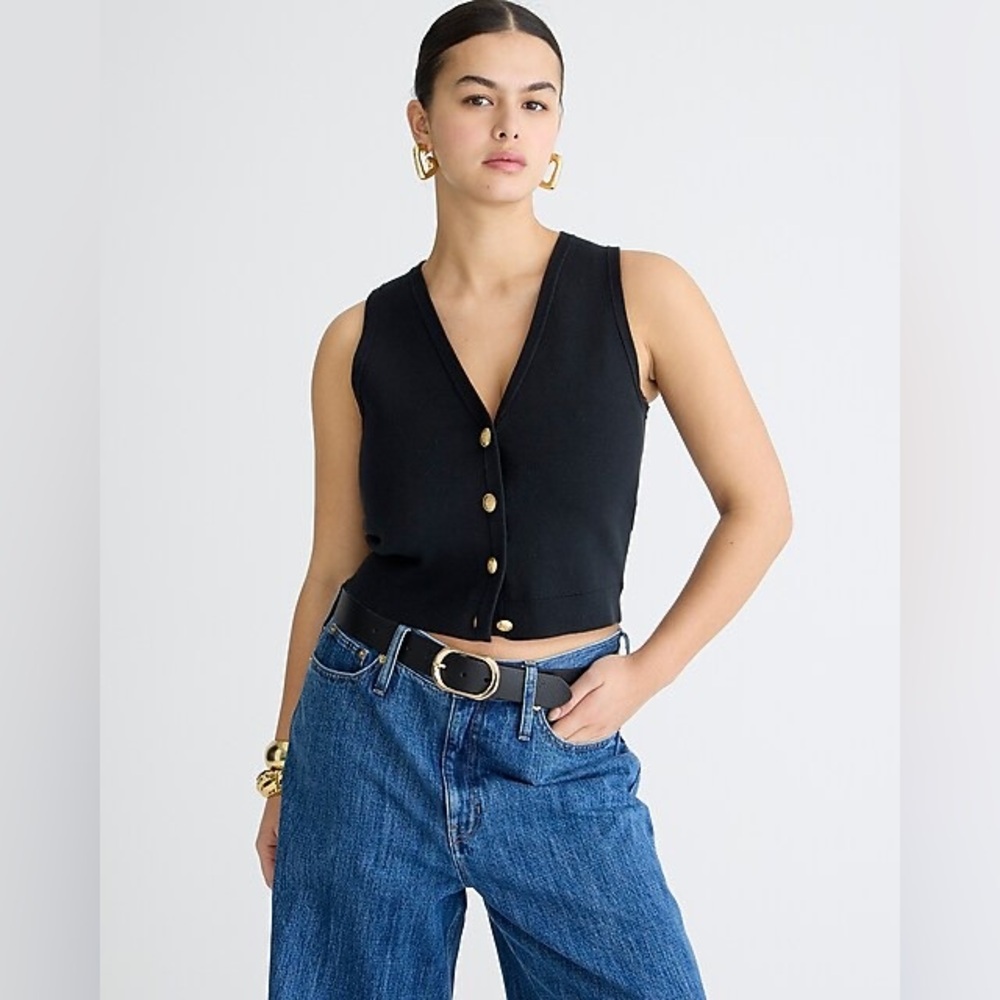 J. Crew Black V-Neck Sweater Vest